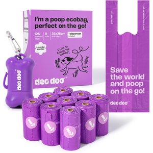 Deo Doo Dog Poop Bag Dispenser with Bags & Handles, 108 count, Lavender Scented