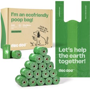 Deo Doo Dog Poop Bags with Handles, Unscented, 240 count, Green