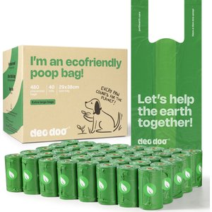 Deo Doo Dog Poop Bags with Handles, Unscented, 480 count, Green