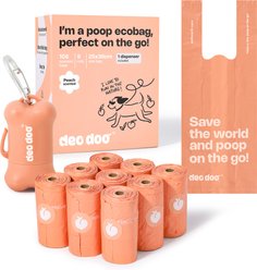 Deo Doo Dog Poop Bag Dispenser with Bags & Handles, 108 count, Peach Scented slide 1 of 5