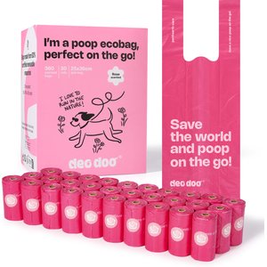 Deo Doo Dog Poop Bags with Handles, Rose Scented, 360 count