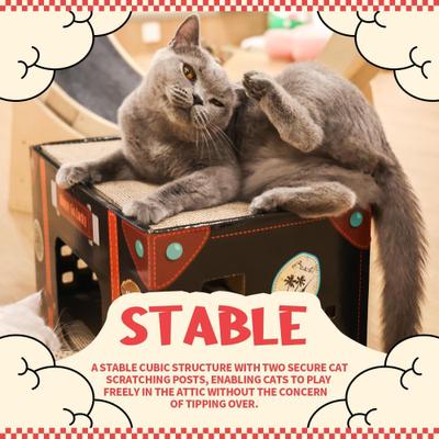 Show full view: allforpaws Vintage Happy Go Lucky Scratcher Cat Toy with Catnip, Multicolor, 17.7 x 11.4 x 11.2-in slide 6 of 10