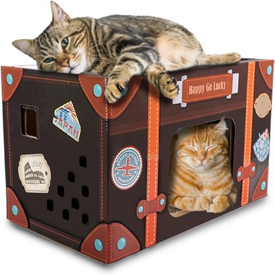 allforpaws allforpaws Vintage Happy Go Lucky Scratcher Cat Toy with Catnip, Multicolor, 17.7 x 11.4 x 11.2-in