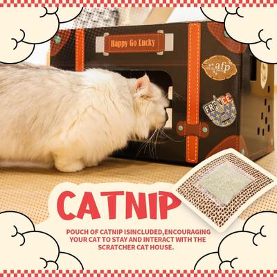 Show full view: allforpaws Vintage Happy Go Lucky Scratcher Cat Toy with Catnip, Multicolor, 17.7 x 11.4 x 11.2-in slide 4 of 10