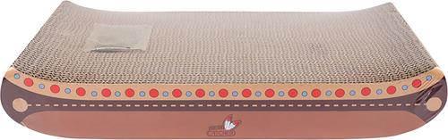 Show full view: allforpaws Dream Catcher Canoe Cardboard Scratcher Cat Toy with Catnip, Multicolor, 16.5 x 7.7 x 2.8-in slide 2 of 2