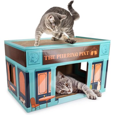 allforpaws allforpaws Vintage The Purring Pint Scratcher Cat Toy with Catnip, Multicolor, 17.7 x 11.4 x 11.2-in