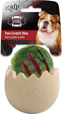 Show full view: allforpaws My T-Rex Paw Scratch Dino Dog Chew Toy, Multicolor, 3.1 x 3.1 x 4-in slide 4 of 5