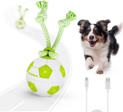 allforpaws Interactive Dog Spinning Soccer Ball Toy, Green, 3.5 x 3.5 x 9.8-in slide 1 of 7