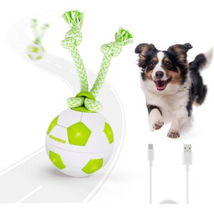 allforpaws Interactive Dog Spinning Soccer Ball Toy, Green, 3.5 x 3.5 x 9.8-in