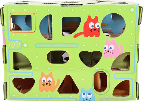 Show full view: allforpaws Cartoon-Furry Pac Quest Cat Puzzle Box, Green, 15.2 x 11 x 11-in slide 4 of 5