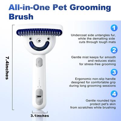 Show full view: Pawward 3-in-1 Dual Sided Pet Dog & Cat Spray Brush slide 7 of 7