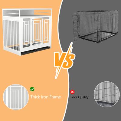 Show full view: Yafylly 43.3-Inch Chew-Proof Decorative Dog House with Storage Shelf, Large, White slide 8 of 8