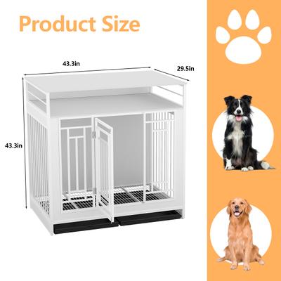 Show full view: Yafylly 43.3-Inch Chew-Proof Decorative Dog House with Storage Shelf, Large, White slide 4 of 8