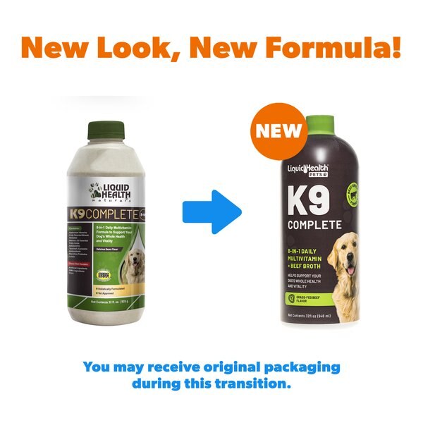 Liquid Health Pets K9 Complete 8-in-1 Bacon Flavor Supplement for Dogs, 32-fl oz bottle