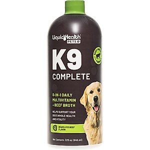 Liquid Health Pets K9 Complete 8-in-1 Bacon Flavor Supplement for Dogs, 32-fl oz bottle