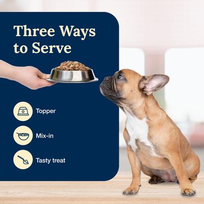 Show full view: Blue Buffalo Delectables Chicken & Beef Dinner Variety Pack Grain-Free Wet Dog Food Topper, 3-oz pouches, case of 12 slide 8 of 10