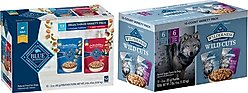Blue Buffalo Delectables Chicken & Beef Dinner Variety Pack + Wilderness Trail Toppers Wild Cuts Variety Pack Chunky Chicken & Beef Bites in Gravy Dog Food Topper