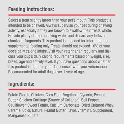 Show full view: DreamBone CollaYUMS Knots Plus Collagen Chicken & Peanut Butter Flavor Rawhide Free Dog Chews, 14 count slide 10 of 12