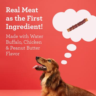 Show full view: DreamBone High Protein Rolls Water Buffalo, Chicken & Peanut Butter Flavor Rawhide Free Dog Chews, 10 count slide 5 of 11