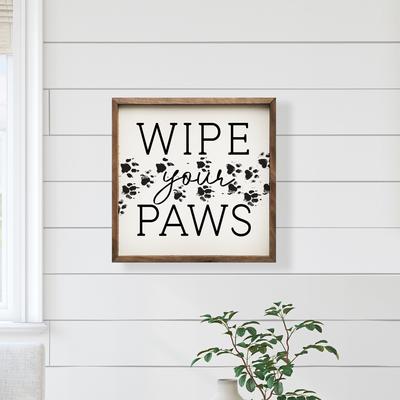 Show full view: Kendrick Wipe Your Paws Wall Décor, White, 8 x 8-in slide 3 of 3