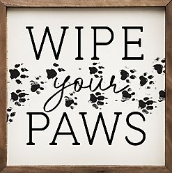 Kendrick Wipe Your Paws Wall Décor, White, 24 x 24-in