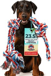 Pacific Pups Rescue 3 Knots Tough Dog Rope Tug Toy, Large, 1 count, Red