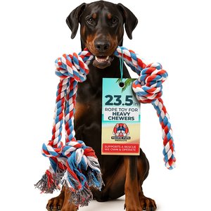 Pacific Pups Rescue 3 Knots Tough Dog Rope Tug Toy, Large, 1 count, Red