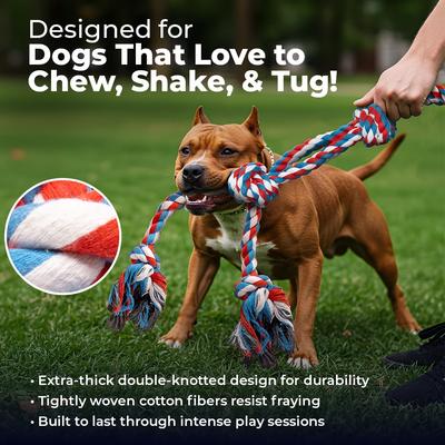 Show full view: Pacific Pups Rescue 3 Knots Tough Dog Rope Tug Toy, Large, 2 count, Blue & Red slide 5 of 10