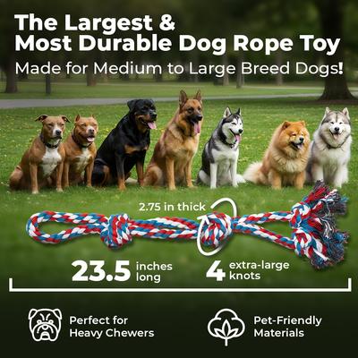 Show full view: Pacific Pups Rescue 3 Knots Tough Dog Rope Tug Toy, Large, 1 count, Red slide 3 of 9