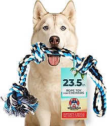 Pacific Pups Rescue 3 Knots Tough Dog Rope Tug Toy, Large, 1 count, Blue