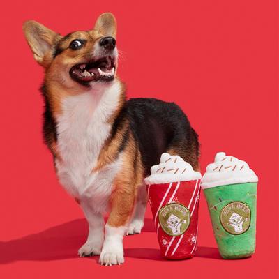 Show full view: BARK Christmas Fa-la-la-la Lattes Squeaky Plush Dog Toy, Multi-color slide 6 of 7