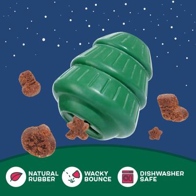 Show full view: BARK O' Christmas Tree Treat Dispensing Dog Chew Toy, Green slide 5 of 8