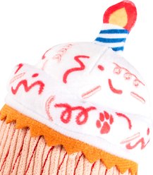 PAWTY TOYS Birthday Cupcake Tug Rope Plush & Squeaky Dog Toy, Pink/White slide 2 of 3