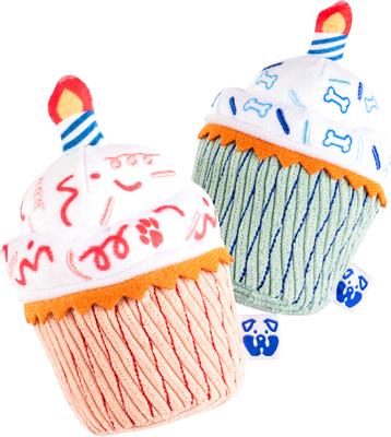 Show full view: PAWTY TOYS Birthday Cupcake Tug Rope Plush & Squeaky Dog Toy, White/Blue slide 4 of 4