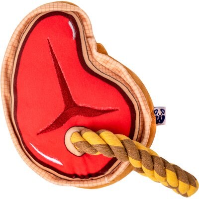 PAWTY TOYS PAWTY TOYS Steak Tug Rope with Treat Slot Squeaky Plush Dog Toy