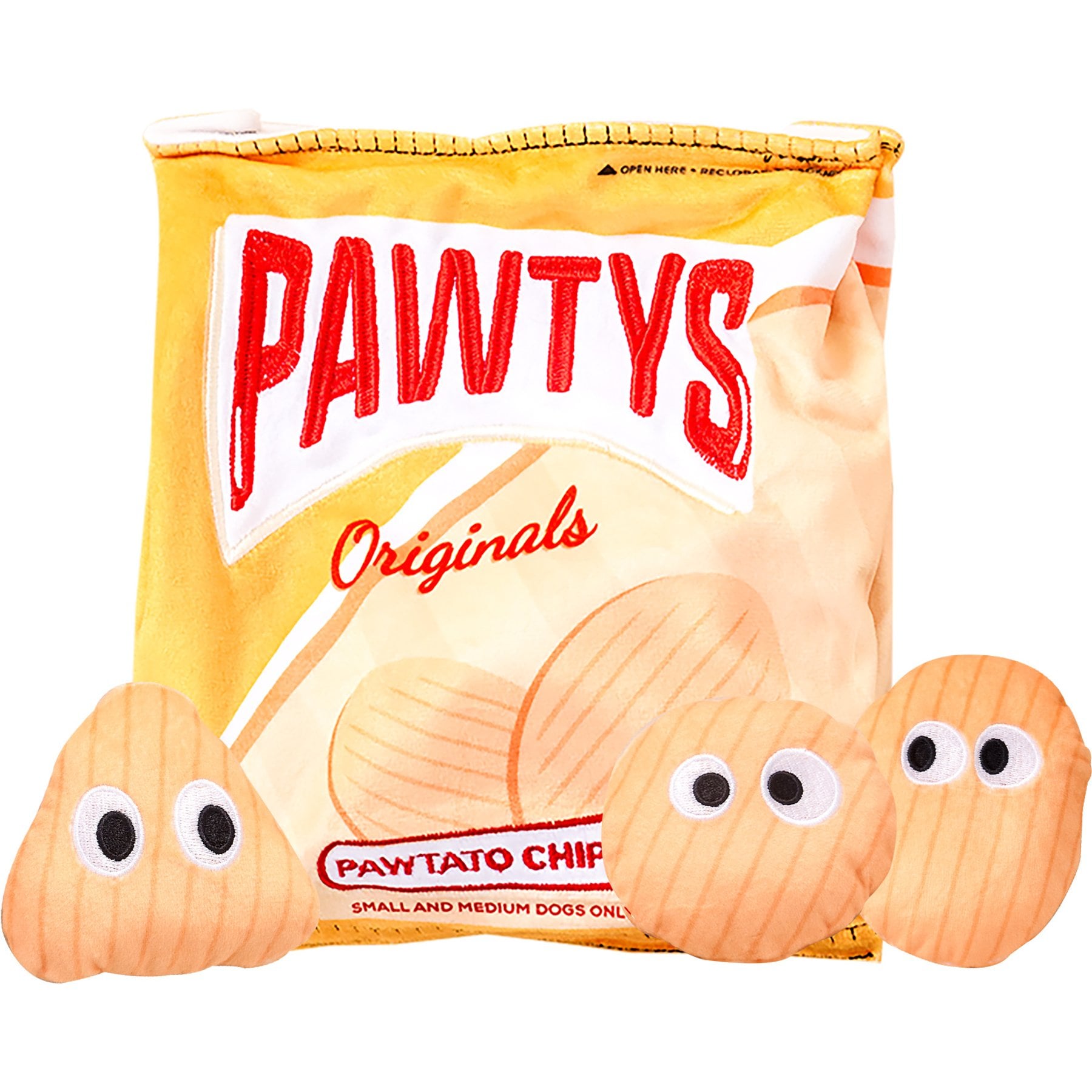 PAWTY TOYS Pawtato Chips Snuffle Treat Slot Crinkle Plush Dog Toy