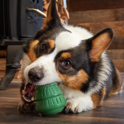 Show full view: BARK Christmas Tough Timber Tree Treat Dispensing Dog Chew Toy, Green slide 6 of 7