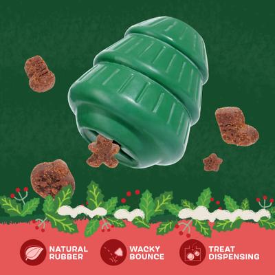 Show full view: BARK Christmas Tough Timber Tree Treat Dispensing Dog Chew Toy, Green slide 4 of 7