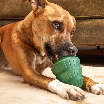 Show full view: BARK Christmas Tough Timber Tree Treat Dispensing Dog Chew Toy, Green slide 5 of 7