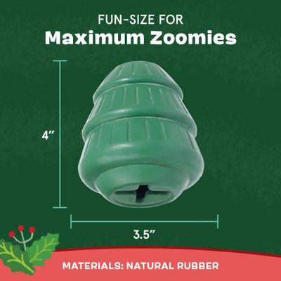 Show full view: BARK Christmas Tough Timber Tree Treat Dispensing Dog Chew Toy, Green slide 3 of 7