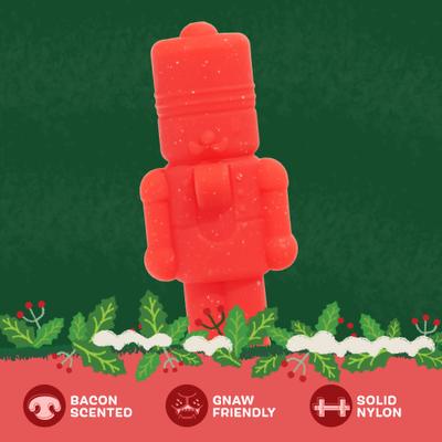 Show full view: BARK Christmas The Gnawtcracker Tough Dog Chew Toy, Multi-color, Bacon-Flavored slide 4 of 7