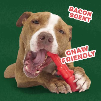 Show full view: BARK Christmas The Gnawtcracker Tough Dog Chew Toy, Multi-color, Bacon-Flavored slide 2 of 7