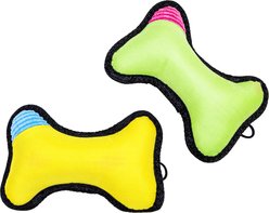 PAWTY TOYS Bone Tug Chew Dog Toy, Yellow/Blue