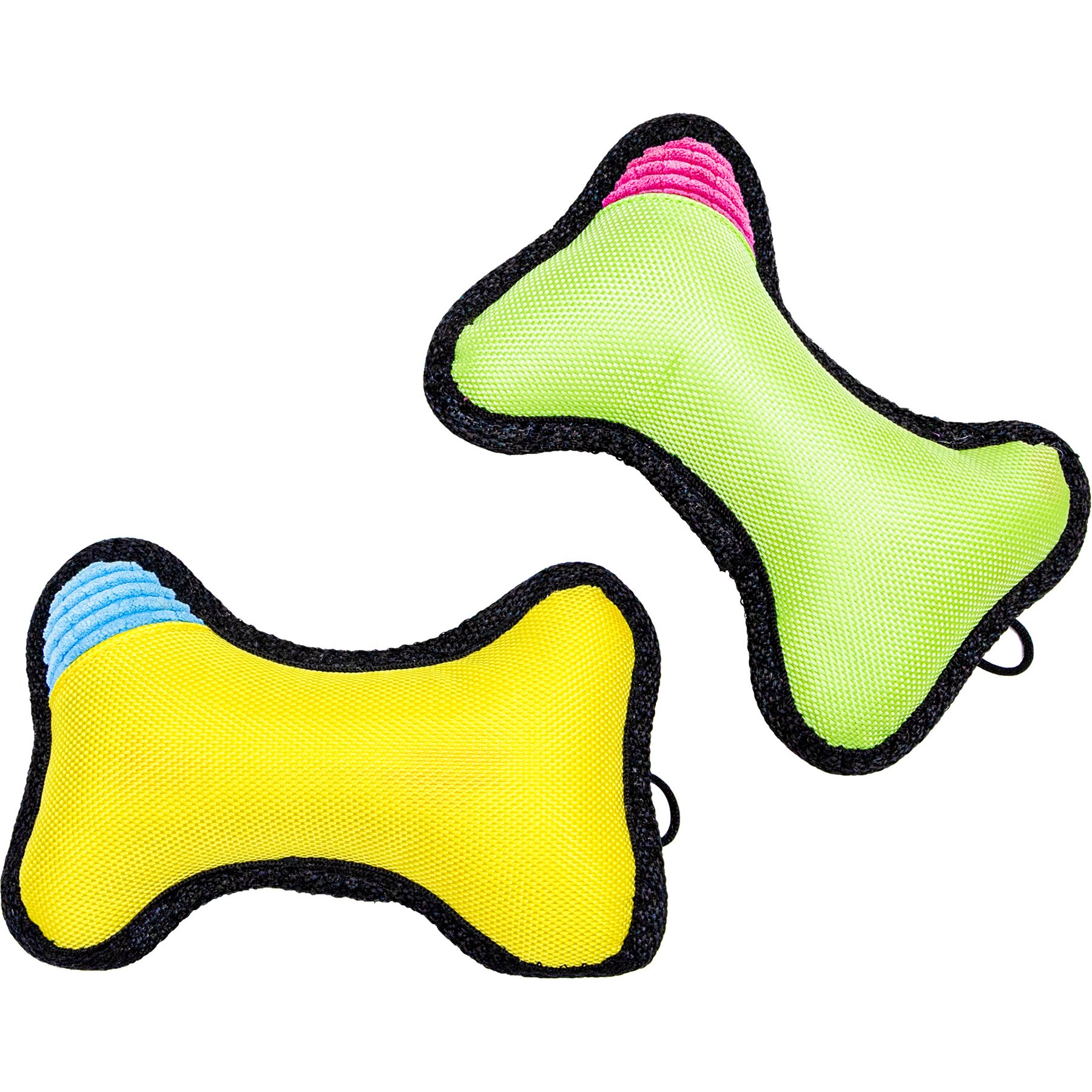 PAWTY TOYS Bone Tug Chew Dog Toy, Pink/Green