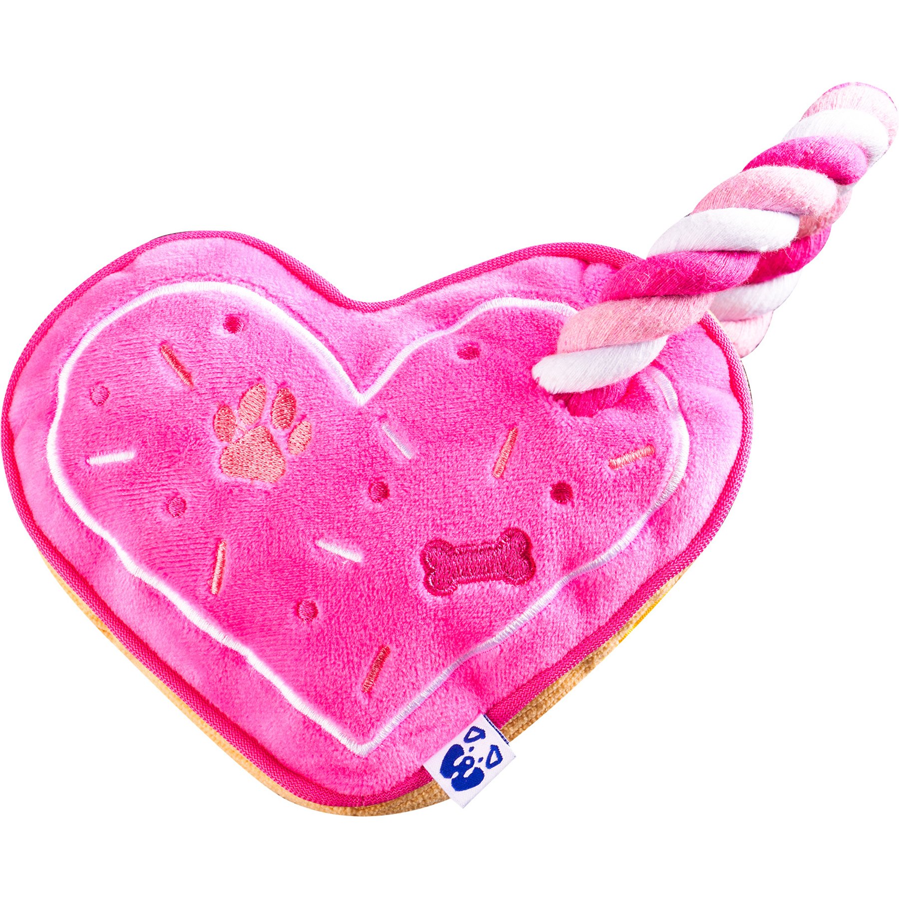 PAWTY TOYS Love Heart with Tug Rope Plush Dog Toy