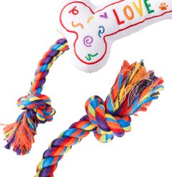 PAWTY TOYS Love Bone with Tug Rope Plush Dog Toy slide 2 of 5