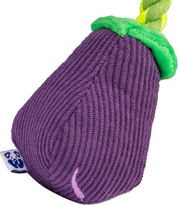 Show full view: PAWTY TOYS Eggplant Tug Rope Squeaky Plush Dog Toy slide 3 of 5
