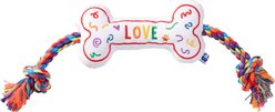 PAWTY TOYS Love Bone with Tug Rope Plush Dog Toy