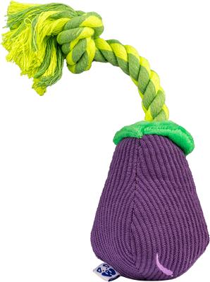 Show full view: PAWTY TOYS Eggplant Tug Rope Squeaky Plush Dog Toy slide 2 of 5