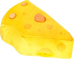 PAWTY TOYS Cheese with Treat Slot Plush Dog Toy